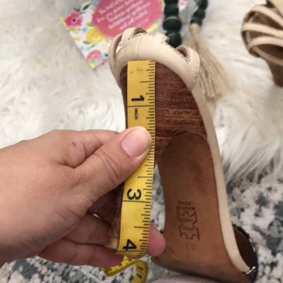 Ulla Johnson Tweed Leather Tassel Heel Sandals 37 - Picture 10 of 11